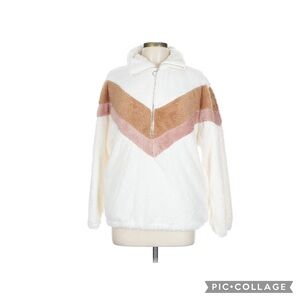 White, Pink, and Tan Teddy Jacket with Soft Fuzzy Cozy Texture New Without Tags